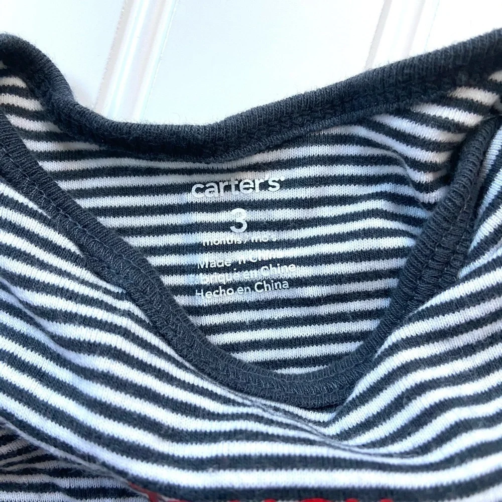 •Carter’s• Tough Guy striped onesie